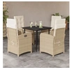 Image de Ensemble à Manger de Jardin avec Coussins 5 pcs, Table et Chaises avec Dossier Réglable, Meubles d'Extérieur Patio 3212371