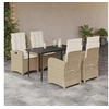 Image de Ensemble à Manger de Jardin avec Coussins 5 pcs, Table et Chaises avec Dossier Réglable, Meubles d'Extérieur Patio 3212373