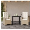Image de Ensemble à Manger de Jardin avec Coussins 3 pcs, Table et Chaises avec Dossier Réglable, Meubles d'Extérieur Patio 3212380