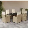 Image de Ensemble à Manger de Jardin avec Coussins 7 pcs, Table et Chaises avec Dossier Réglable, Meubles d'Extérieur Patio 3212385