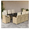 Image de Ensemble à Manger de Jardin avec Coussins 9 pcs, Table et Chaises avec Dossier Réglable, Meubles d'Extérieur Patio 3212388
