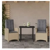 Image de Ensemble à Manger de Jardin avec Coussins 3 pcs, Table et Chaises avec Dossier Réglable, Meubles d'Extérieur Patio 3212390