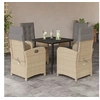 Image de Ensemble à Manger de Jardin avec Coussins 5 pcs, Table et Chaises avec Dossier Réglable, Meubles d'Extérieur Patio 3212391