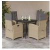 Image de Ensemble à Manger de Jardin avec Coussins 5 pcs, Table et Chaises avec Dossier Réglable, Meubles d'Extérieur Patio 3212392