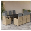 Image de Ensemble à Manger de Jardin avec Coussins 9 pcs, Table et Chaises avec Dossier Réglable, Meubles d'Extérieur Patio 3212408