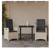 Image de Ensemble à Manger de Jardin avec Coussins 3 pcs, Table et Chaises avec Dossier Réglable, Meubles d'Extérieur Patio 3212410