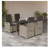 Image de Ensemble à Manger de Jardin avec Coussins 5 pcs, Table et Chaises avec Dossier Réglable, Meubles d'Extérieur Patio 3212413