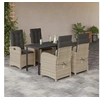 Image de Ensemble à Manger de Jardin avec Coussins 5 pcs, Table et Chaises avec Dossier Réglable, Meubles d'Extérieur Patio 3212423