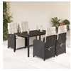 Image de Ensemble à Manger de Jardin avec Coussins 5 pcs, Chaises et Table de Patio, Meubles de Terrasse, Moderne, Noir Résine 3212452