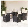 Image de Ensemble à Manger de Jardin avec Coussins 7 pcs, Chaises et Table de Patio, Meubles de Terrasse, Moderne, Noir Résine 3212453