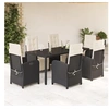 Image de Ensemble à Manger de Jardin avec Coussins 7 pcs, Chaises et Table de Patio, Meubles de Terrasse, Moderne, Noir Résine 3212454