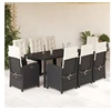 Image de Ensemble à Manger de Jardin avec Coussins 9 pcs, Chaises et Table de Patio, Meubles de Terrasse, Moderne, Noir Résine 3212455