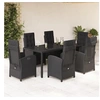 Image de Ensemble à Manger de Jardin avec Coussins 7 pcs, Table et Chaises avec Dossier et Repose-pied Réglables 3212460