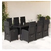 Image de Ensemble à Manger de Jardin avec Coussins 9 pcs, Table et Chaises avec Dossier et Repose-pied Réglables, 3212461