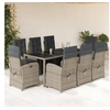 Image de Ensemble à Manger de Jardin avec Coussins 9 pcs, Chaises et Table de Patio, Meubles de Terrasse, Moderne, Gris Résine 3212467