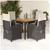 Image de Ensemble à Manger de Jardin avec Coussins 5 pcs, Chaises et Table de Patio, Meubles de Terrasse, Moderne, Noir Résine 3212469