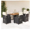 Image de Ensemble à Manger de Jardin avec Coussins 7 pcs, Chaises et Table de Patio, Meubles de Terrasse, Moderne, Noir Résine 3212471