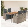 Image de Ensemble à Manger de Jardin avec Coussins 5 pcs, Table et Chaises avec Dossier et Repose-pied Réglables, Meubles 3212482