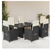 Image de Ensemble à Manger de Jardin avec Coussins 7 pcs, Chaises et Table de Patio, Meubles de Terrasse, Moderne, Noir Résine 3212486