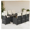 Image de Ensemble à Manger de Jardin avec Coussins 9 pcs, Chaises et Table de Patio, Meubles de Terrasse, Moderne, Noir Résine 3212487