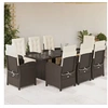 Image de Ensemble à Manger de Jardin avec Coussins 9 pcs, Chaises et Table de Patio, Meubles de Terrasse, Moderne, Marron 3212491
