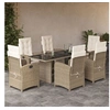Image de Ensemble à Manger de Jardin avec Coussins 7 pcs, Chaises et Table de Patio, Meubles de Terrasse, Moderne, Beige 3212494