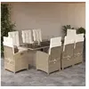 Image de Ensemble à Manger de Jardin avec Coussins 9 pcs, Chaises et Table de Patio, Meubles de Terrasse, Moderne, Beige 3212495