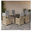 Image de Ensemble à Manger de Jardin avec Coussins 7 pcs, Chaises et Table de Patio, Meubles de Terrasse, Moderne, Beige 3212496