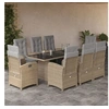 Image de Ensemble à Manger de Jardin avec Coussins 9 pcs, Chaises et Table de Patio, Meubles de Terrasse, Moderne, Beige 3212497