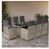 Image de Ensemble à Manger de Jardin avec Coussins 9 pcs, Chaises et Table de Patio, Meubles de Terrasse, Moderne, Gris Clair 3212499