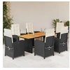 Image de Ensemble à Manger de Jardin avec Coussins 7 pcs, Chaises et Table de Patio, Meubles de Terrasse, Moderne, Noir Résine 3212502