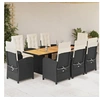 Image de Ensemble à Manger de Jardin avec Coussins 9 pcs, Chaises et Table de Patio, Meubles de Terrasse, Moderne, Noir Résine 3212503