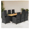 Image de Salon de jardin GENERIQUE 9 pieces resine tressee noir 190 x 80 x 74 cm