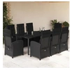Image de Ensemble à Manger de Jardin avec Coussins 9 pcs, Table et Chaises avec Dossier et Repose-pied Réglables 3212541