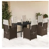 Image de Ensemble à Manger de Jardin avec Coussins 7 pcs, Table et Chaises avec Dossier et Repose-pied Réglables, 3212553