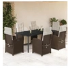 Image de Ensemble à Manger de Jardin avec Coussins 7 pcs, Table et Chaises avec Dossier et Repose-pied Réglables 3212554