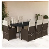 Image de Ensemble à Manger de Jardin avec Coussins 9 pcs, Table et Chaises avec Dossier et Repose-pied Réglables 3212555