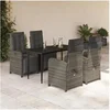 Image de Ensemble à Manger de Jardin avec Coussins 5 pcs, Table et Chaises avec Dossier et Repose-pied Réglables, Meubles 3212558