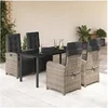 Image de Ensemble à Manger de Jardin avec Coussins 5 pcs, Table et Chaises avec Dossier et Repose-pied Réglables, Meubles 3212566