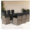 Image de Ensemble à Manger de Jardin avec Coussins 9 pcs, Table et Chaises avec Dossier et Repose-pied Réglables 3212569