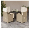 Image de Ensemble à Manger de Jardin avec Coussins 5 pcs, Chaises et Table de Patio, Meubles de Terrasse, Moderne, Beige 3212571