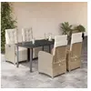 Image de Ensemble à Manger de Jardin avec Coussins 5 pcs, Table et Chaises avec Dossier et Repose-pied Réglables, Meubles 3212580