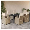 Image de Ensemble à Manger de Jardin avec Coussins 7 pcs, Table et Chaises avec Dossier et Repose-pied Réglables 3212581