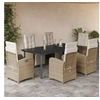 Image de Ensemble à Manger de Jardin avec Coussins 7 pcs, Table et Chaises avec Dossier et Repose-pied Réglables 3212582