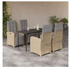 Image de Ensemble à Manger de Jardin avec Coussins 5 pcs, Chaises et Table de Patio, Meubles de Terrasse, Moderne, Beige 3212586