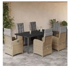 Image de Ensemble à Manger de Jardin avec Coussins 7 pcs, Table et Chaises avec Dossier et Repose-pied Réglables 3212596