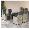 Image de Ensemble à Manger de Jardin avec Coussins 5 pcs, Table et Chaises avec Dossier et Repose-pied Réglables, Meubles 3212601