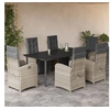 Image de Ensemble à Manger de Jardin avec Coussins 7 pcs, Table et Chaises avec Dossier et Repose-pied Réglables 3212610