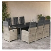 Image de Ensemble à Manger de Jardin avec Coussins 9 pcs, Table et Chaises avec Dossier et Repose-pied Réglables 3212611