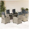 Image de Ensemble à Manger de Jardin avec Coussins 7 pcs, Table et Chaises avec Dossier Réglable, Meubles d'Extérieur, 3212649